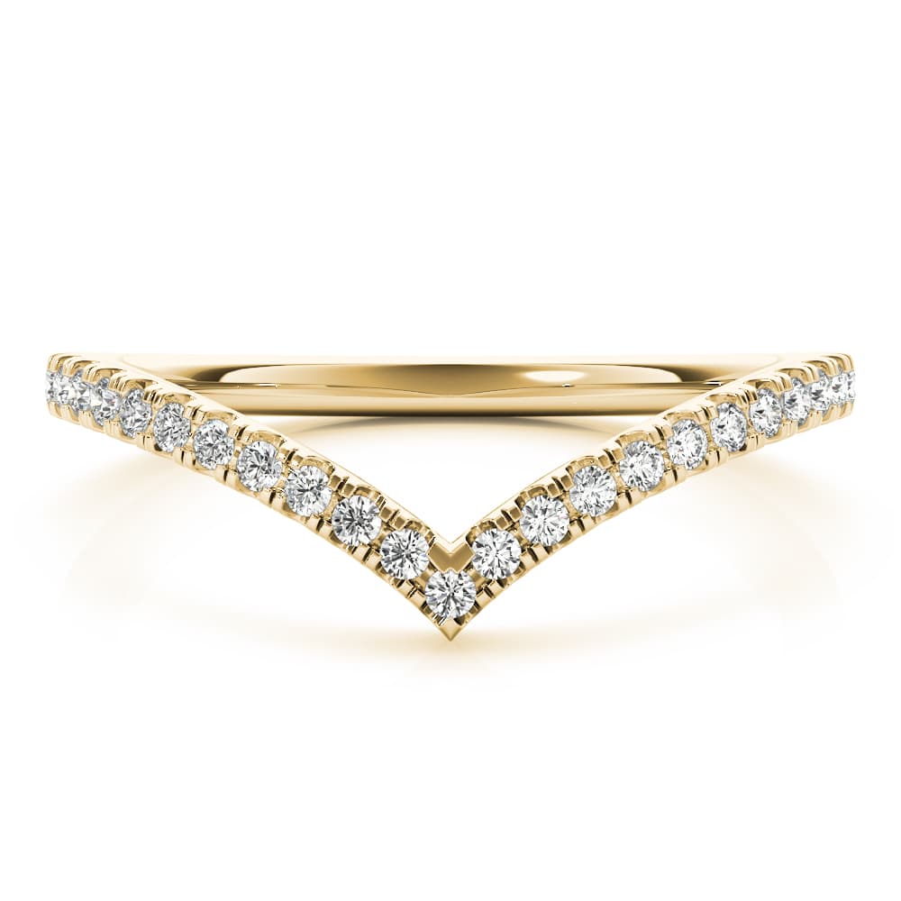 Diamond Chevron Wedding Band (0.19 ct. tw.), On hand view in yellow gold