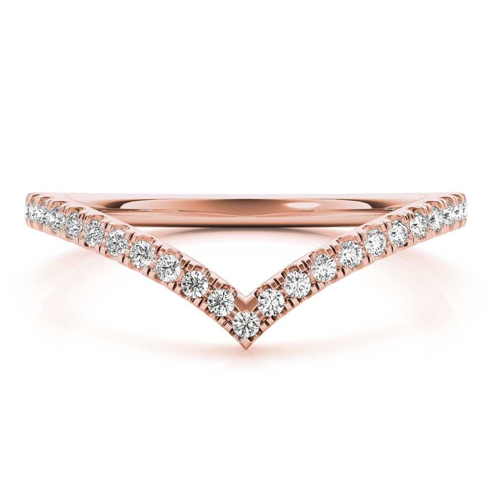 Diamond Chevron Wedding Band (0.19 ct. tw.), On hand view in rose gold