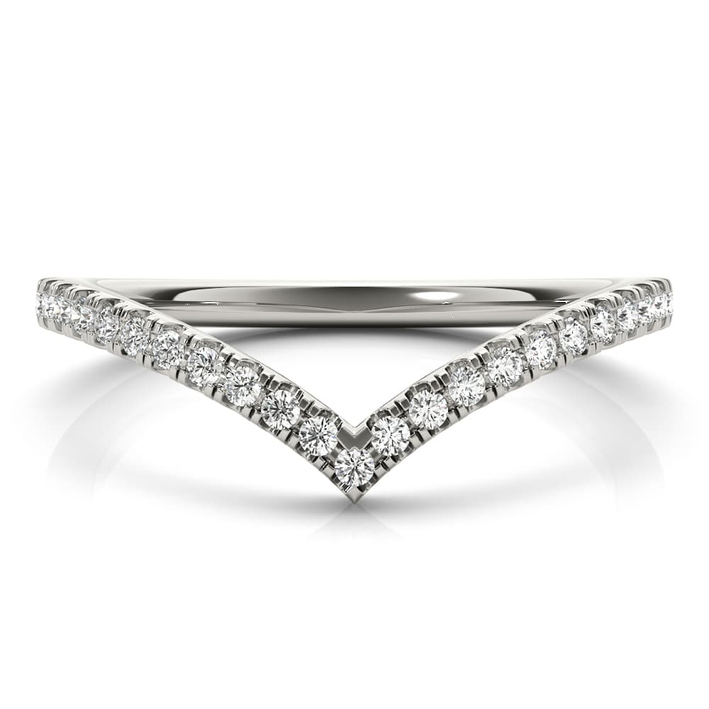 Diamond Chevron Wedding Band (0.19 ct. tw.), On hand view in white gold or platinum