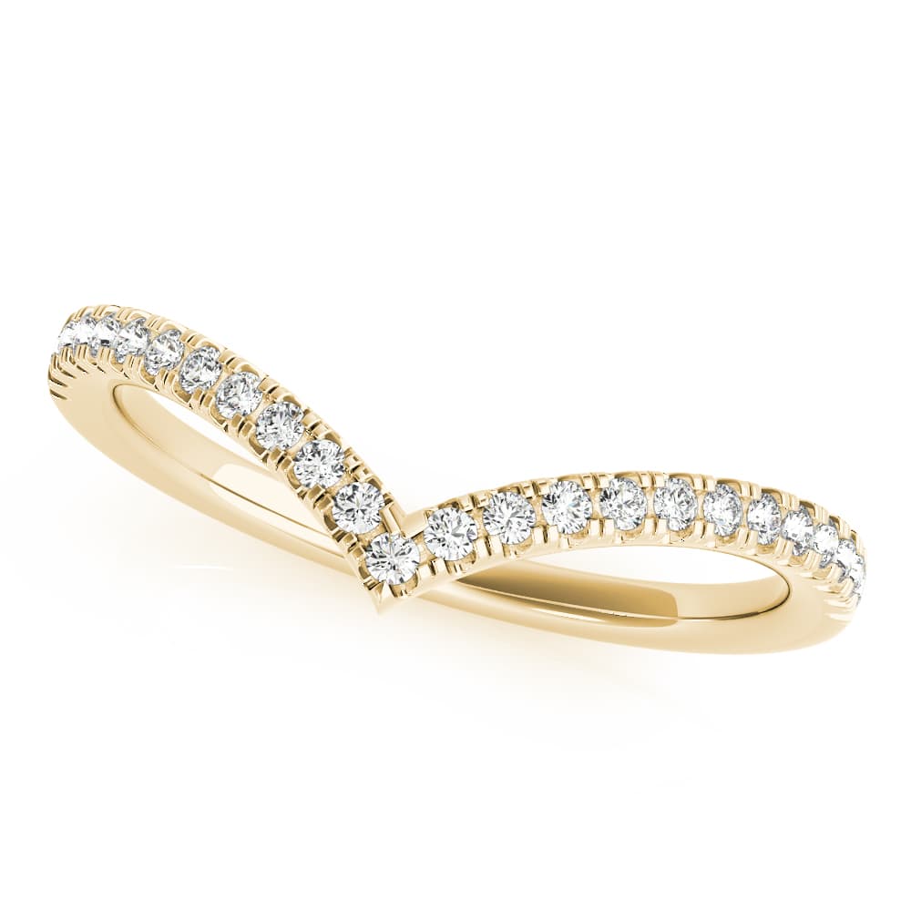 Diamond Chevron Wedding Band (0.19 ct. tw.), Top view in yellow gold