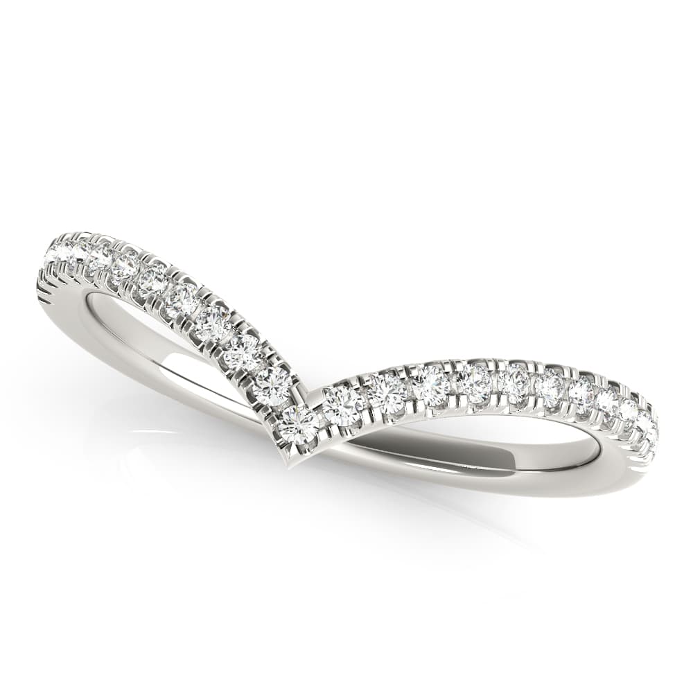 Diamond Chevron Wedding Band (0.19 ct. tw.), Top view in white gold or platinum