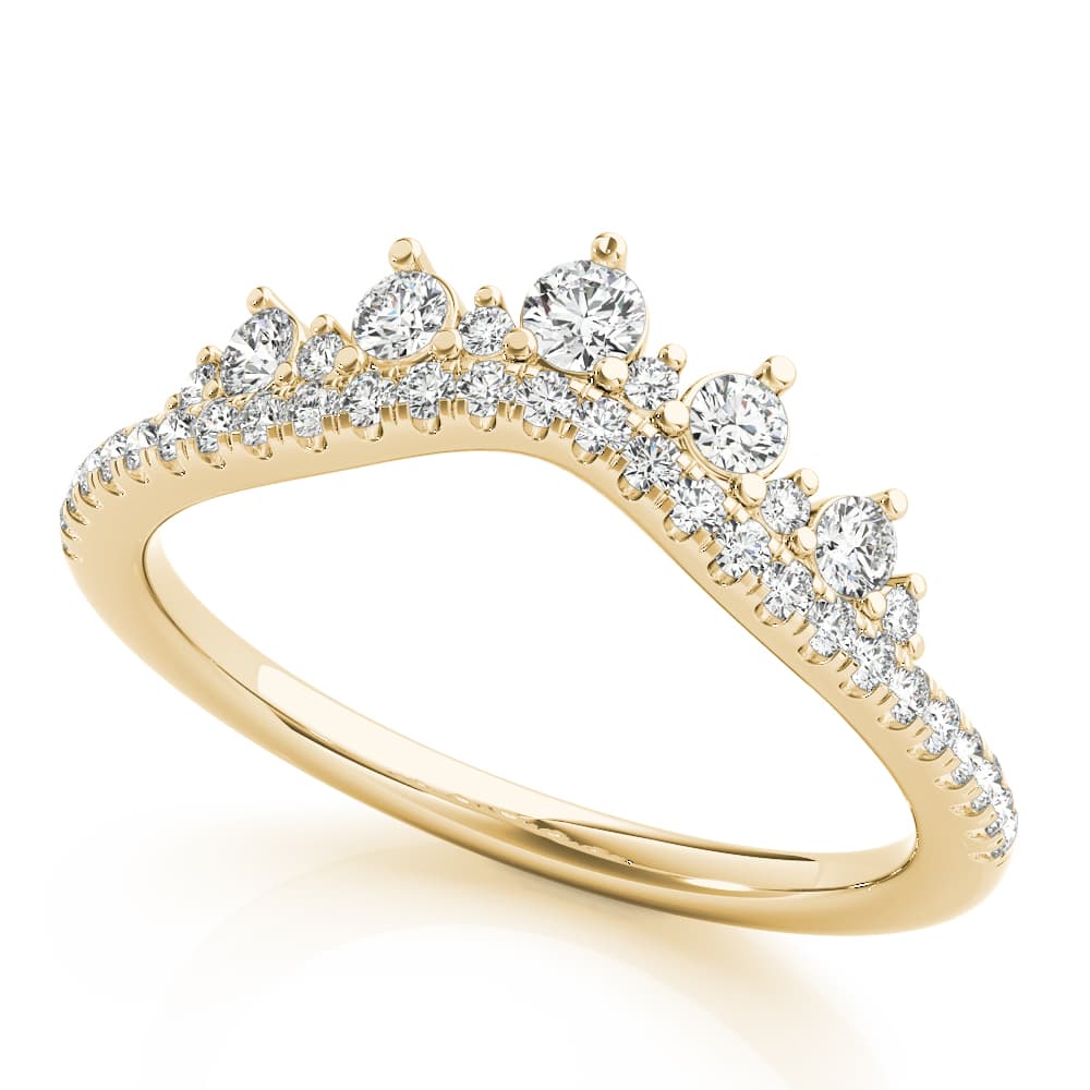 Diamond Chevron Wedding Band (3/8 ct. tw.), Front view in yellow gold