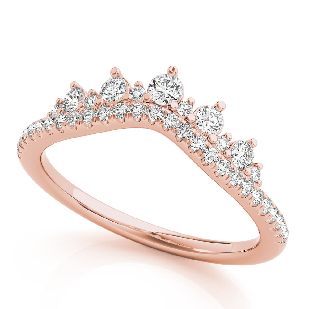 Diamond Chevron Wedding Band (3/8 ct. tw.), Front view in rose gold