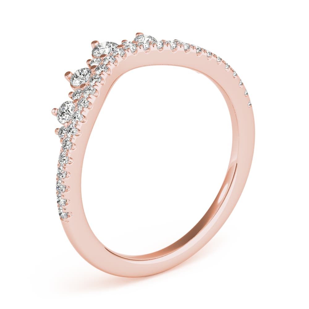 Diamond Chevron Wedding Band (3/8 ct. tw.), Angle view in rose gold