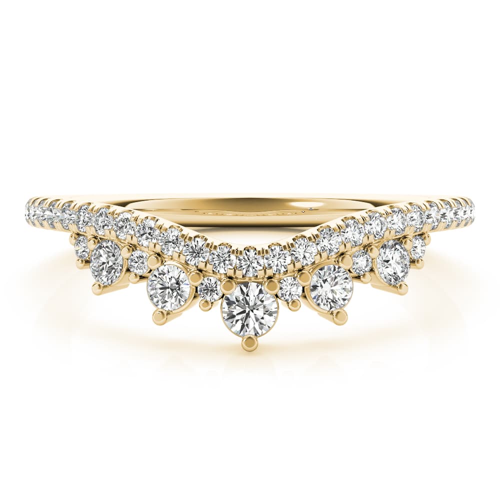 Diamond Chevron Wedding Band (3/8 ct. tw.), On hand view in yellow gold
