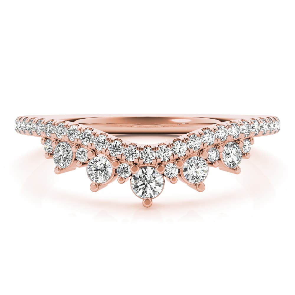 Diamond Chevron Wedding Band (3/8 ct. tw.), On hand view in rose gold