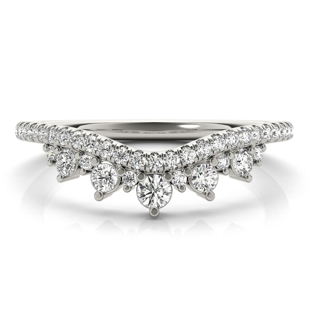 Diamond Chevron Wedding Band (3/8 ct. tw.), On hand view in white gold or platinum