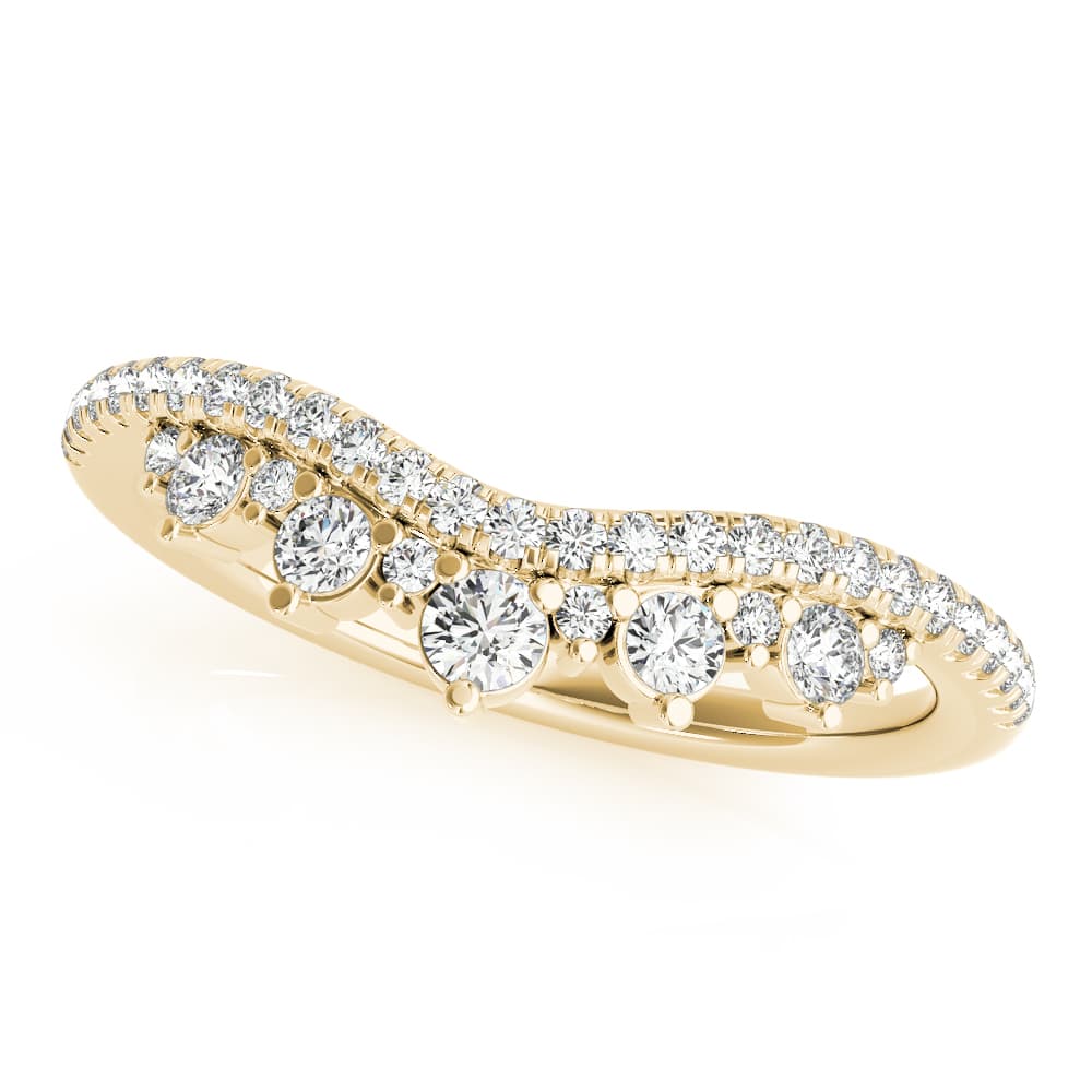 Diamond Chevron Wedding Band (3/8 ct. tw.), Top view in yellow gold