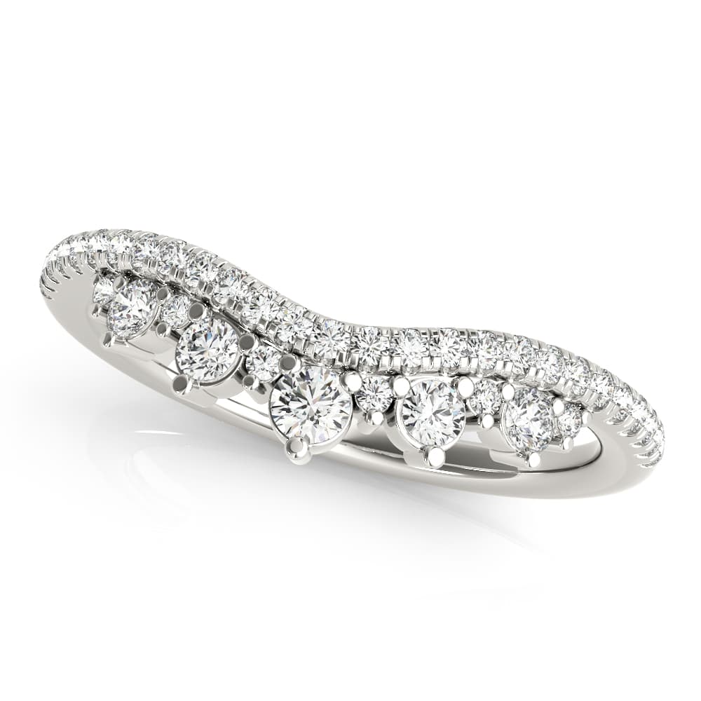 Diamond Chevron Wedding Band (3/8 ct. tw.), Top view in white gold or platinum