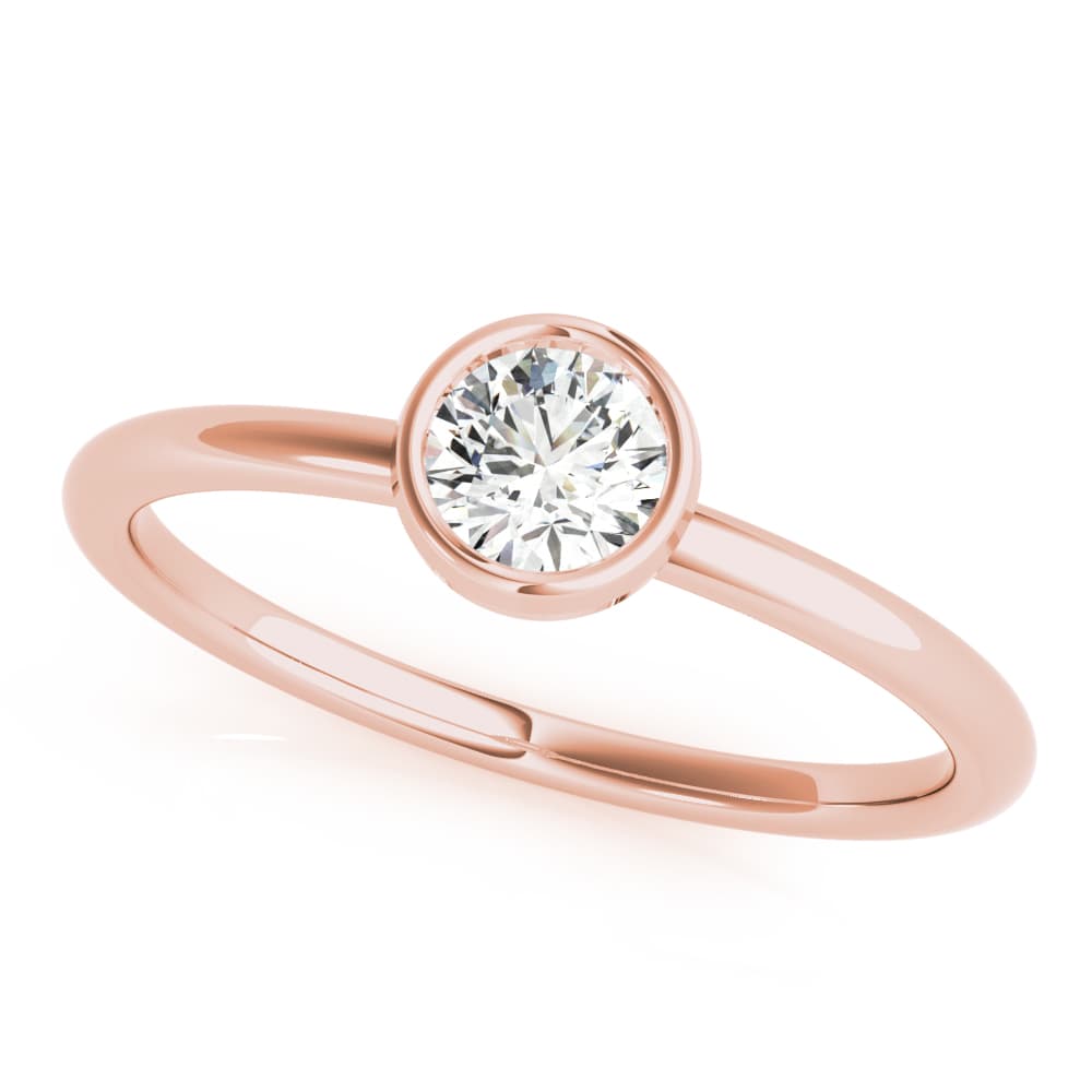 Round Bezel Set Solitaire Stackable Ring, Front view in rose gold