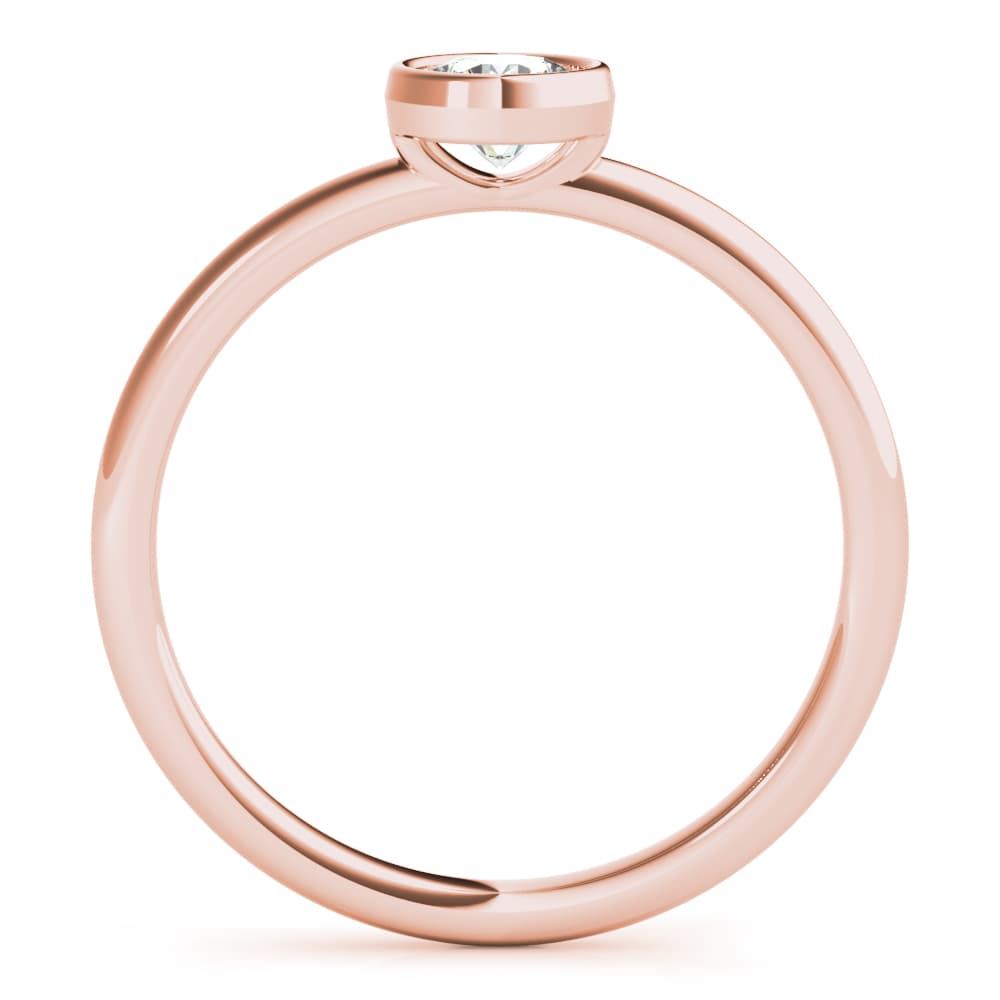 Round Bezel Set Solitaire Stackable Ring, Side view in rose gold