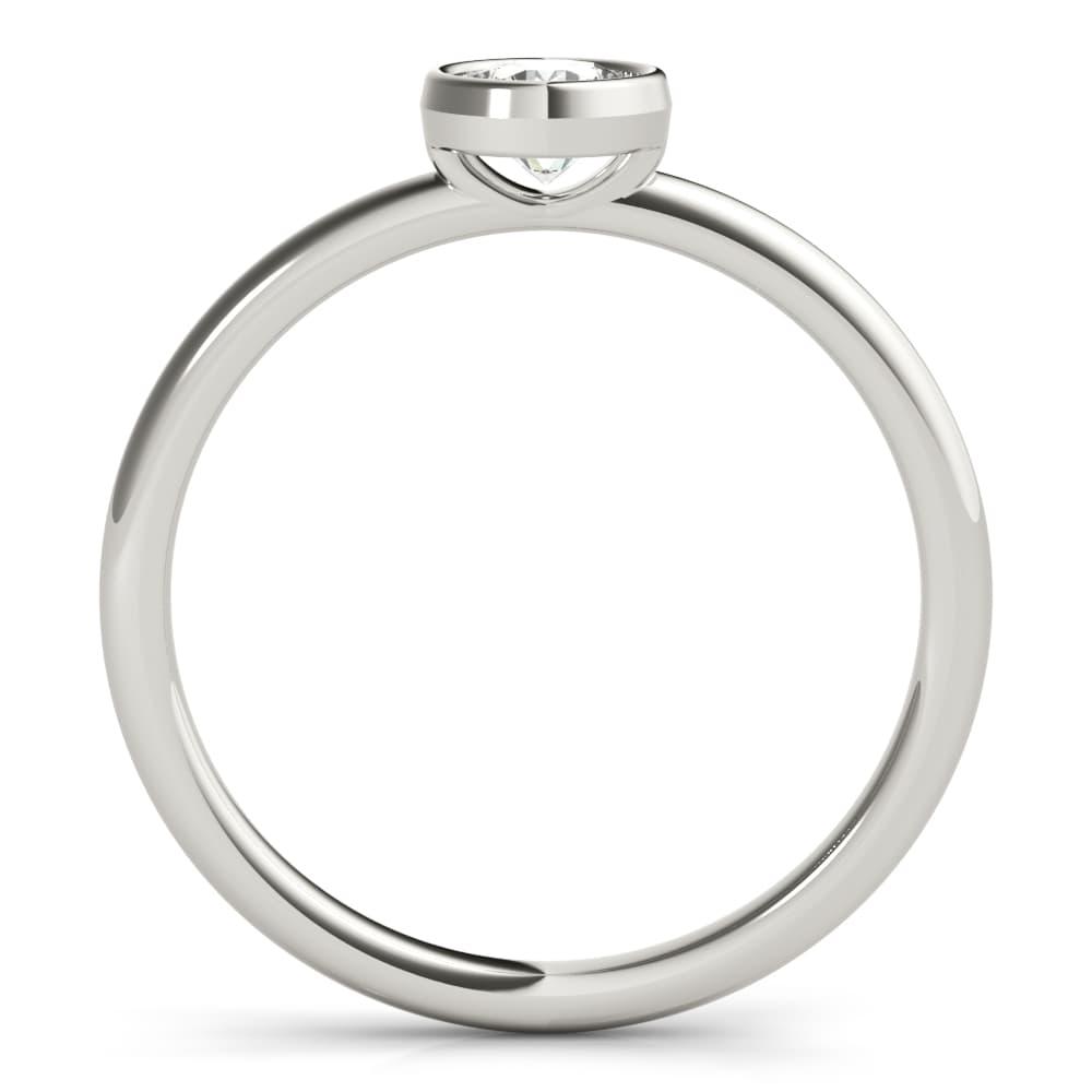 Round Bezel Set Solitaire Stackable Ring, Side view in white gold or platinum