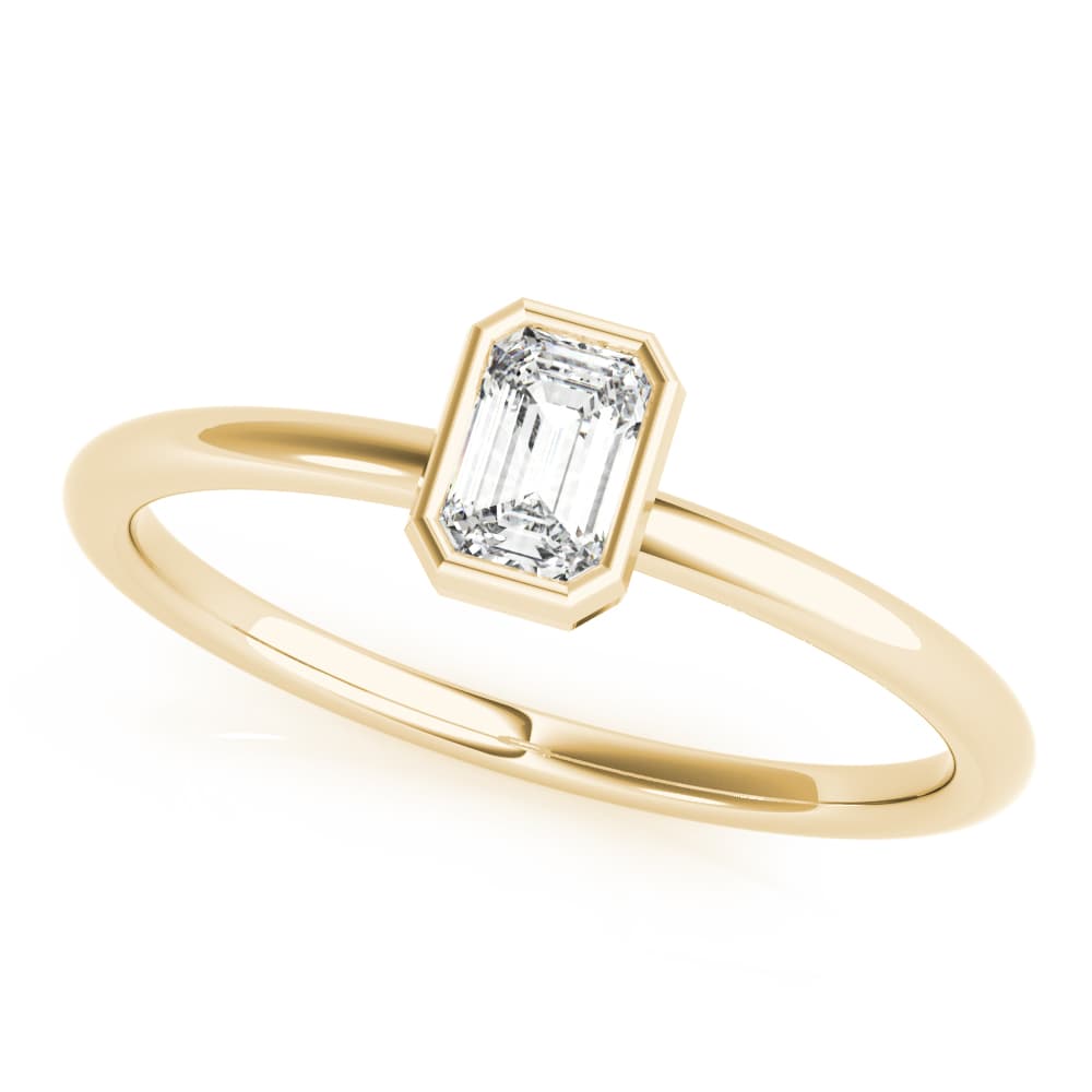 Emerald Cut Solitaire Ring, Front view in yellow gold