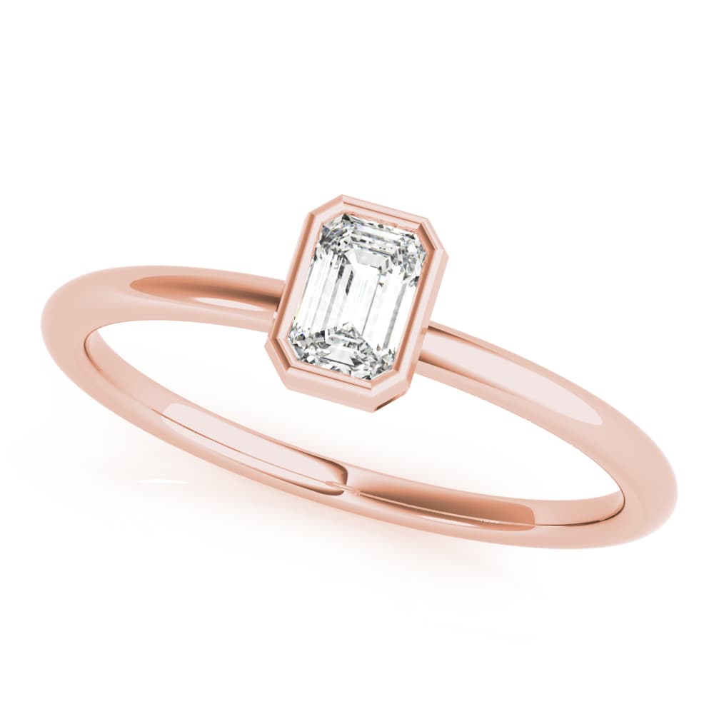 Emerald Cut Solitaire Ring, Front view in rose gold