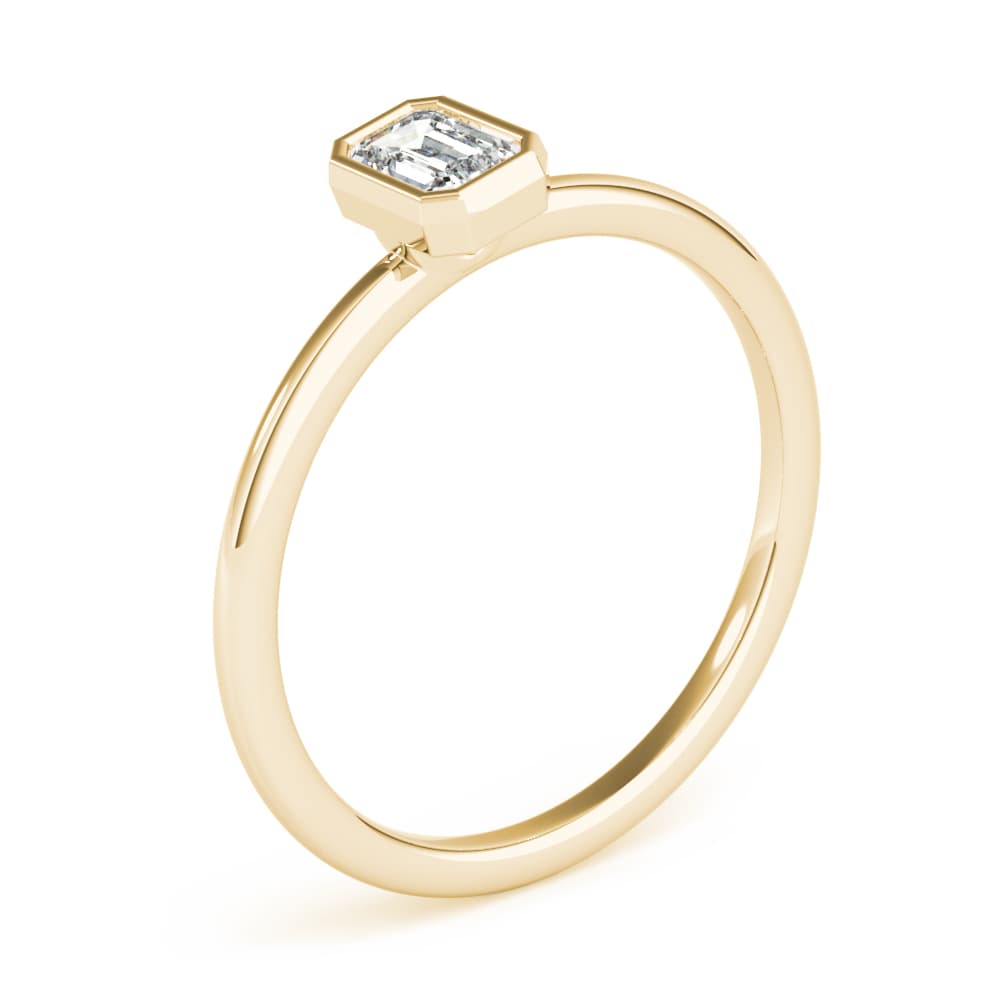 Emerald Cut Solitaire Ring, Angle view in yellow gold