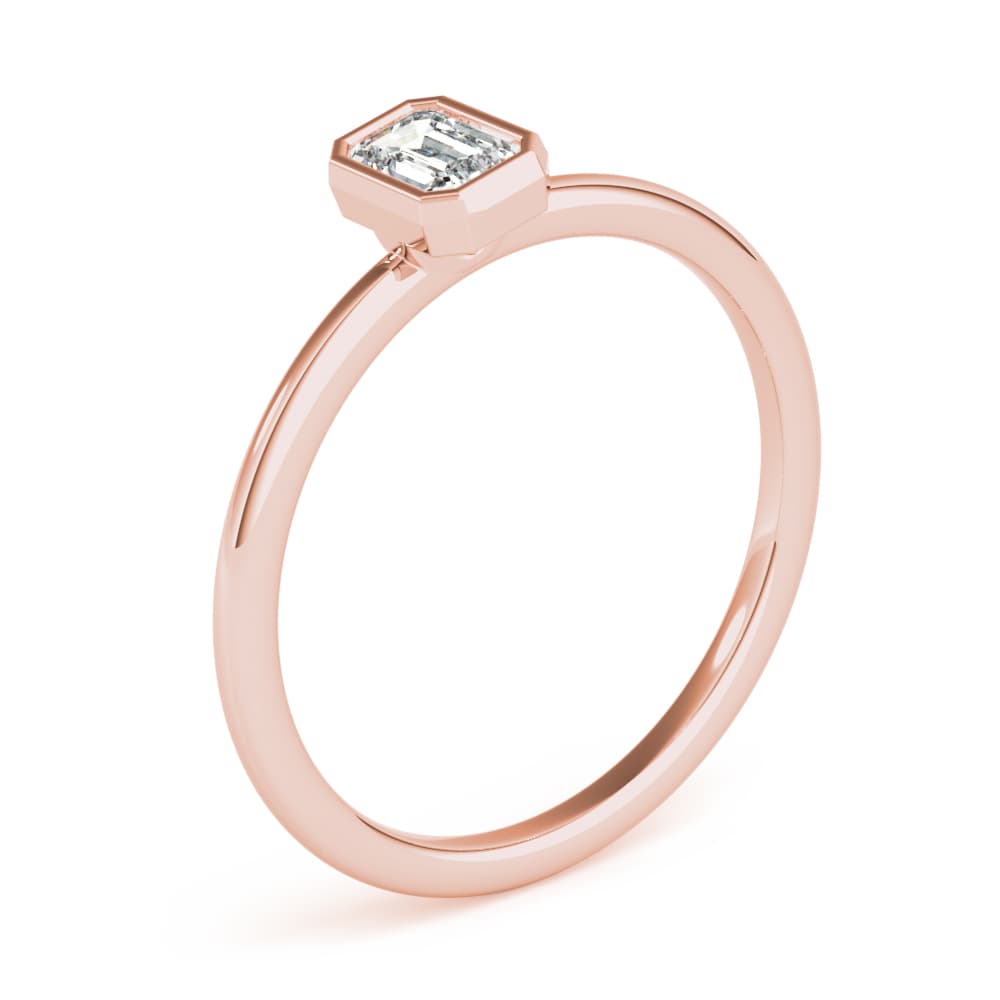 Emerald Cut Solitaire Ring, Angle view in rose gold
