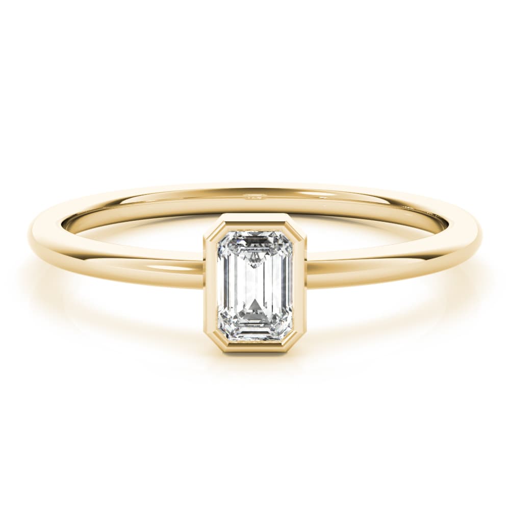 Emerald Cut Solitaire Ring, On hand view in yellow gold