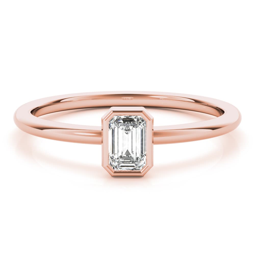 Emerald Cut Solitaire Ring, On hand view in rose gold