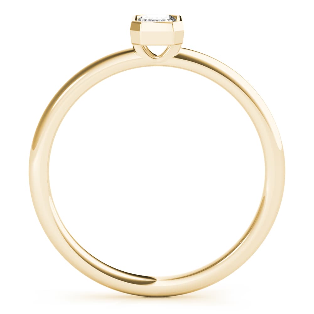 Emerald Cut Solitaire Ring, Side view in yellow gold