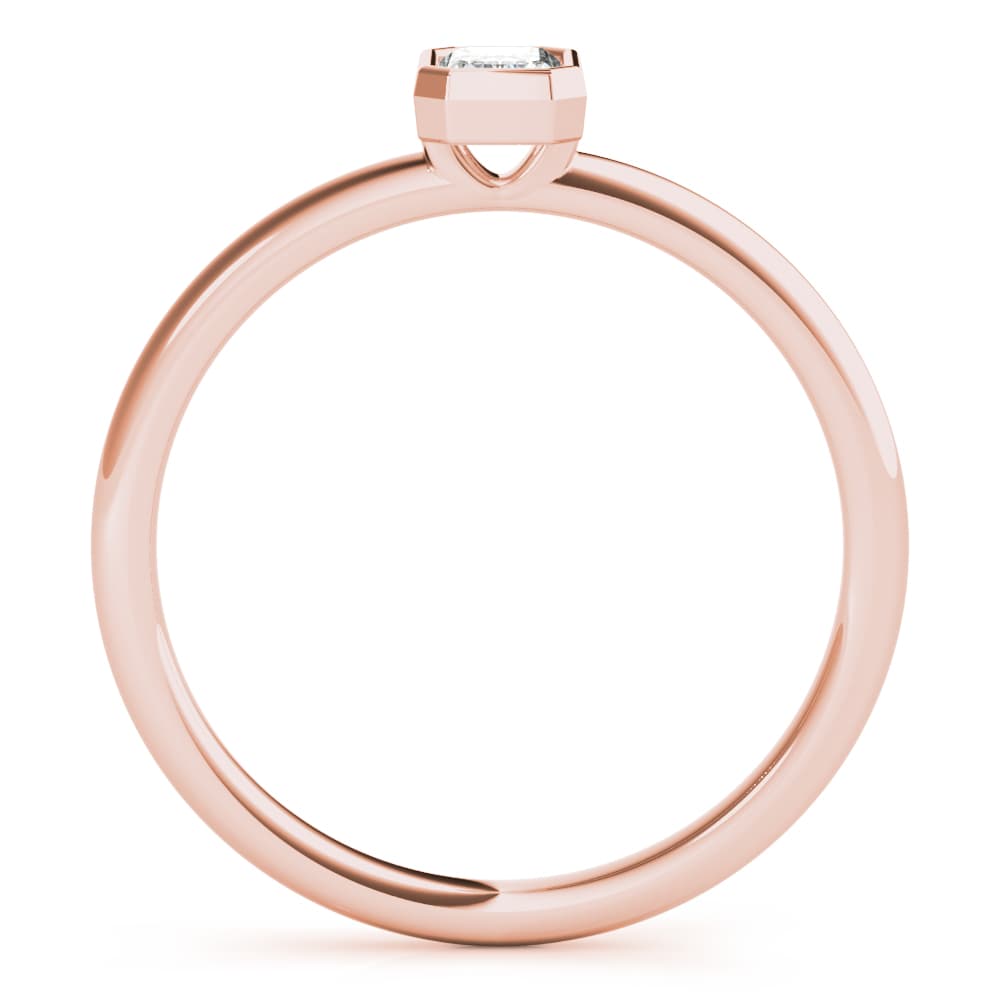 Emerald Cut Solitaire Ring, Side view in rose gold
