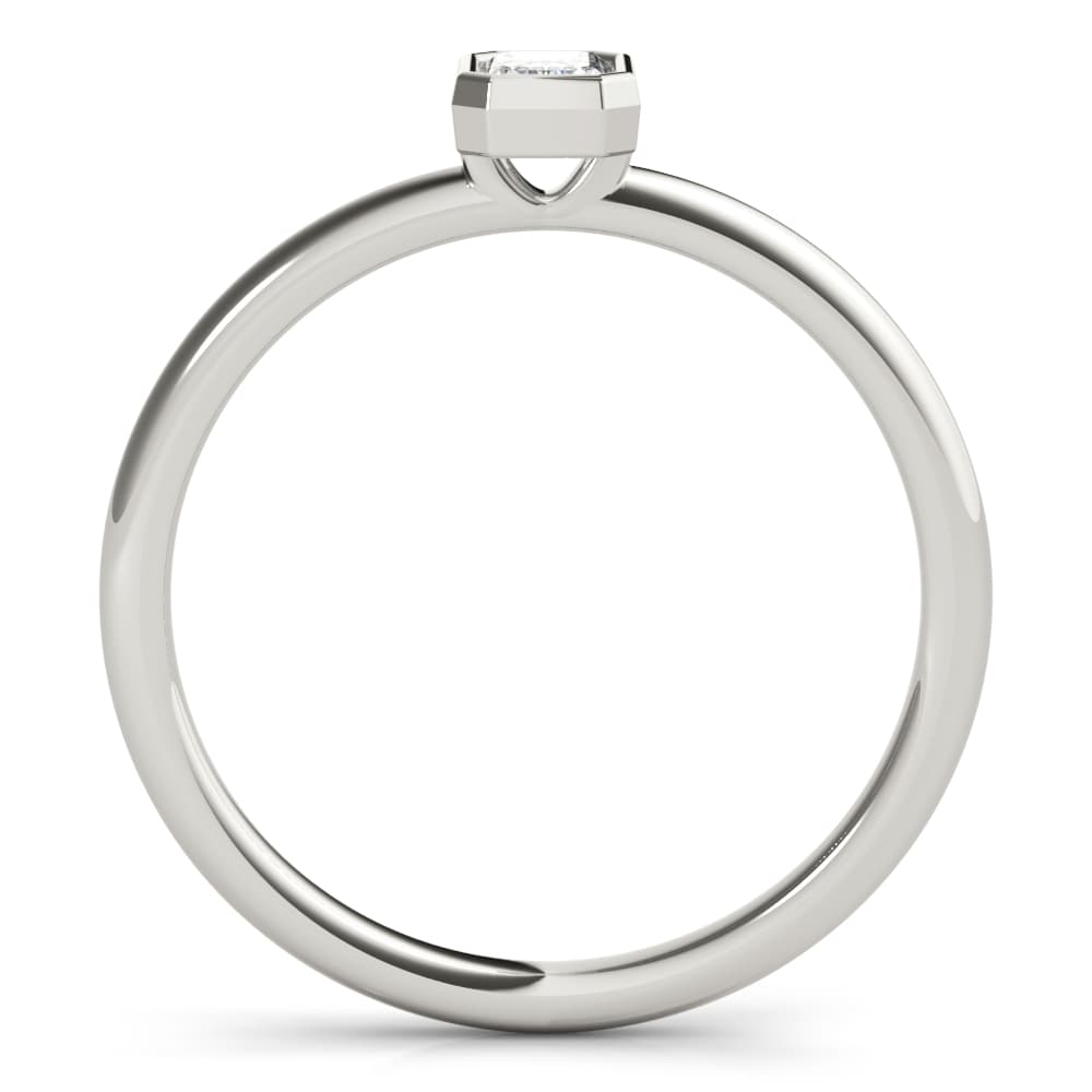 Emerald Cut Solitaire Ring, Side view in white gold or platinum