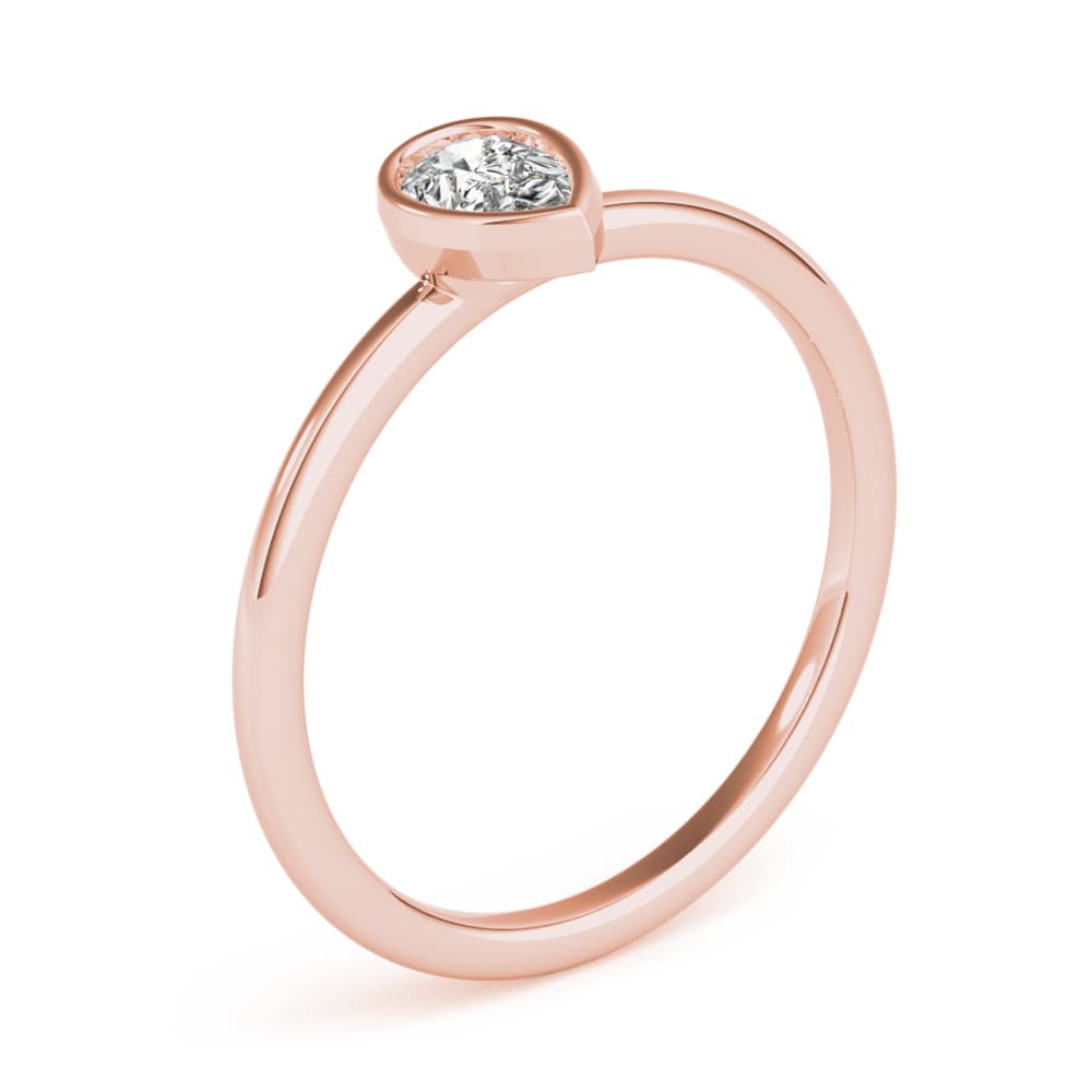 Solitaire Pear Stackable Engagement Ring, style 85205, Angle view in rose gold