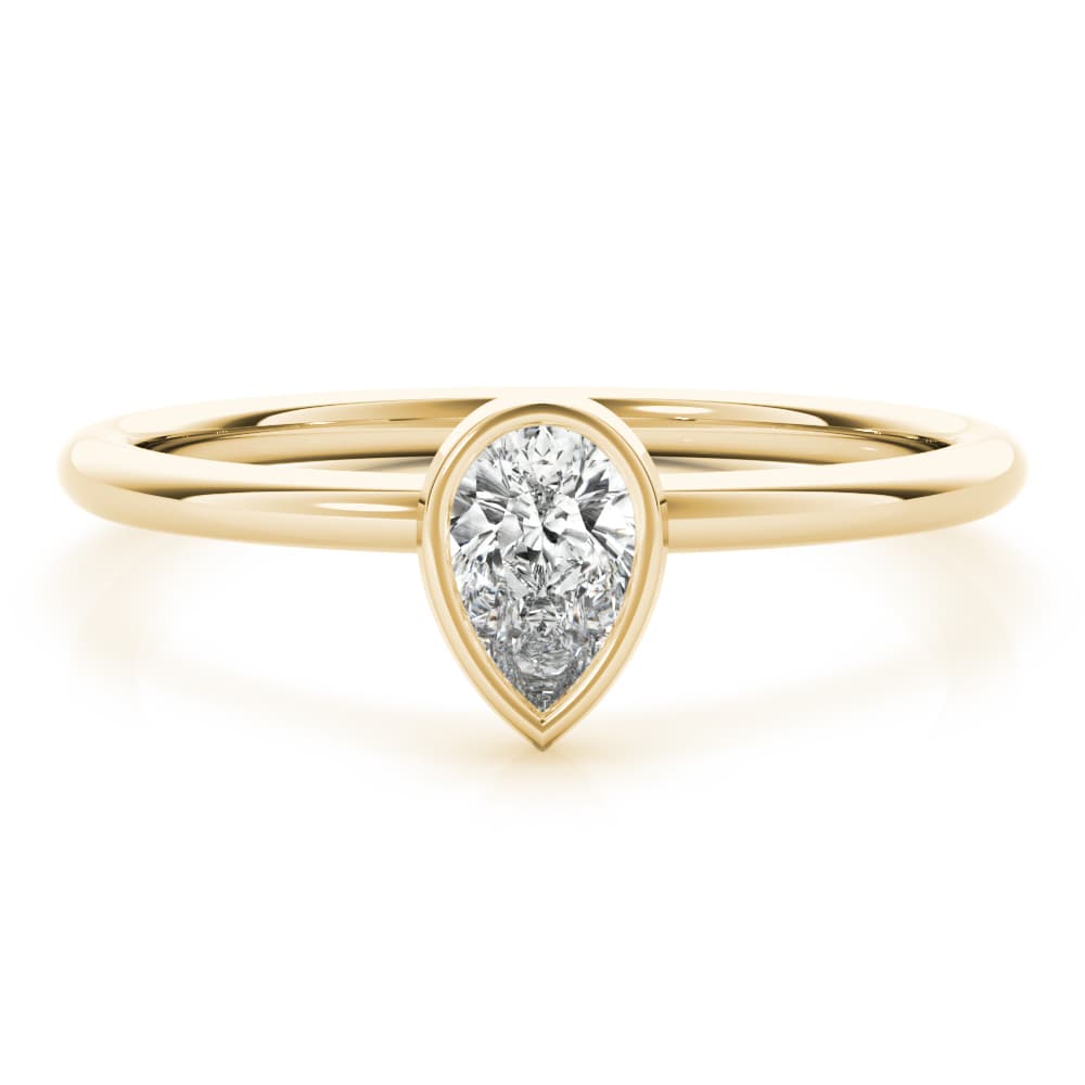 Solitaire Pear Stackable Engagement Ring, style 85205, On hand view in yellow gold