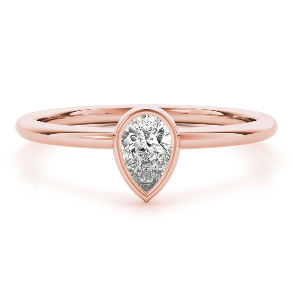 Solitaire Pear Stackable Engagement Ring, style 85205, On hand view in rose gold