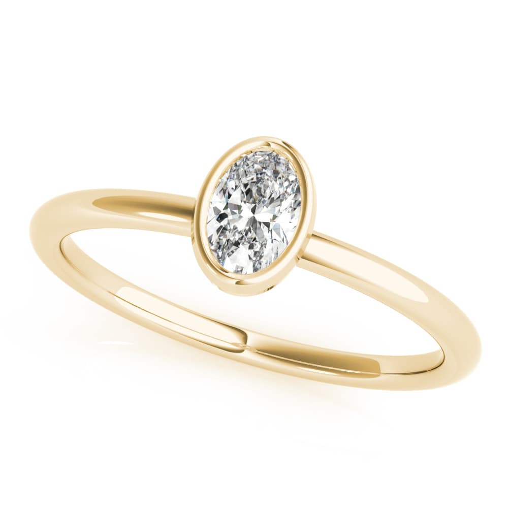 Bezel Set Solitaire Oval Engagement Ring in Yellow gold