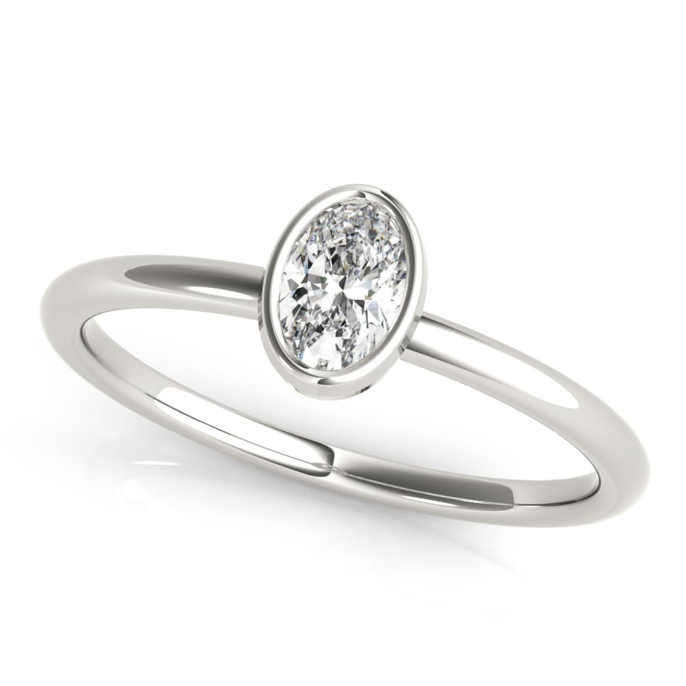 Bezel Set Solitaire Oval Engagement Ring — style 85206 in 10k White Gold