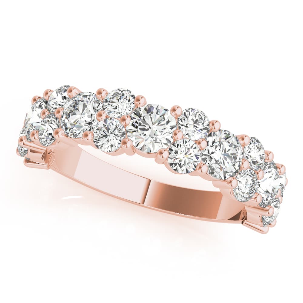 Shared Prong Wedding Bands (2.18 ct. tw.), Front view in rose gold