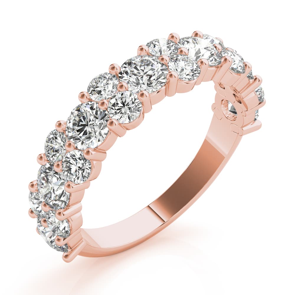 Shared Prong Wedding Bands (2.18 ct. tw.), Angle view in rose gold