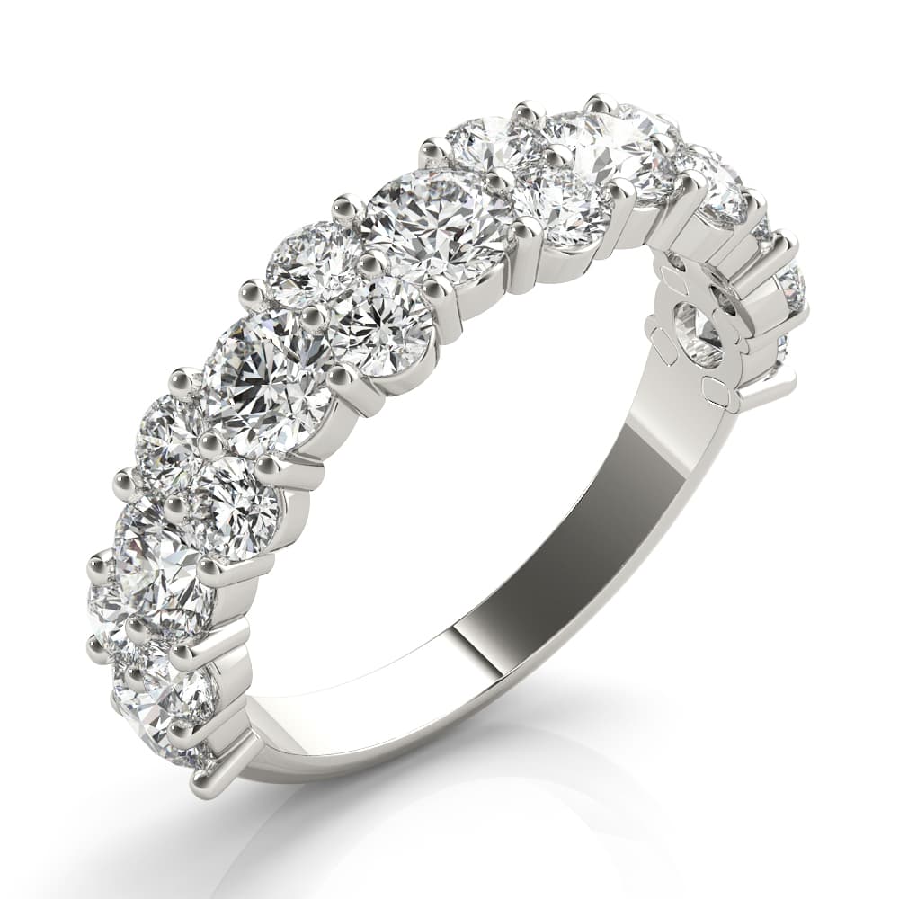 Shared Prong Wedding Bands (2.18 ct. tw.), Angle view in white gold or platinum