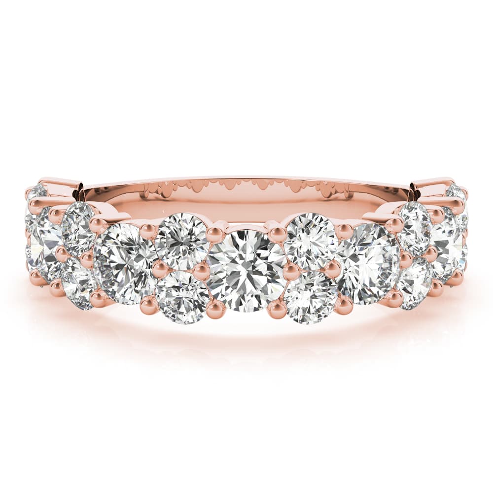Shared Prong Wedding Bands (2.18 ct. tw.), On hand view in rose gold