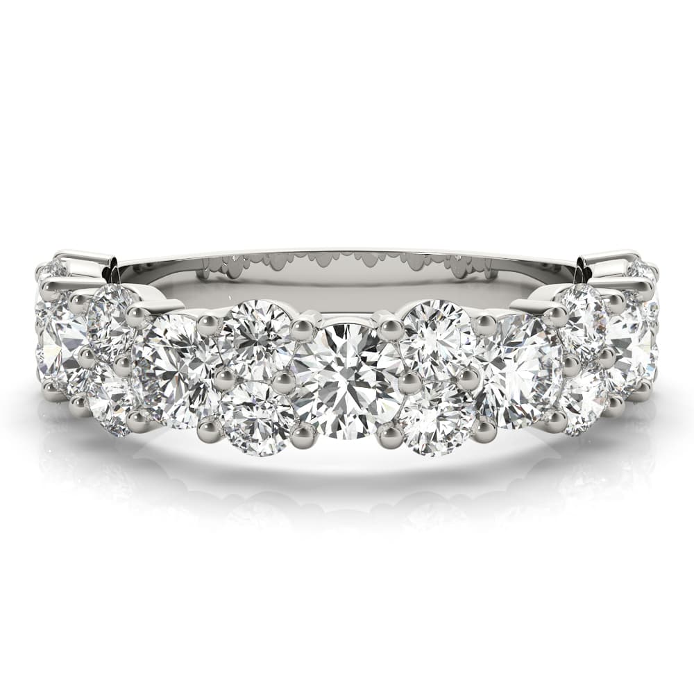 Shared Prong Wedding Bands (2.18 ct. tw.), On hand view in white gold or platinum