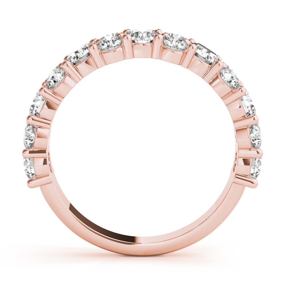 Shared Prong Wedding Bands (2.18 ct. tw.), Side view in rose gold
