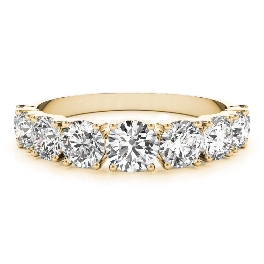 Single Prong Stackable Wedding Band (1.73 ct. tw.), On hand view in yellow gold