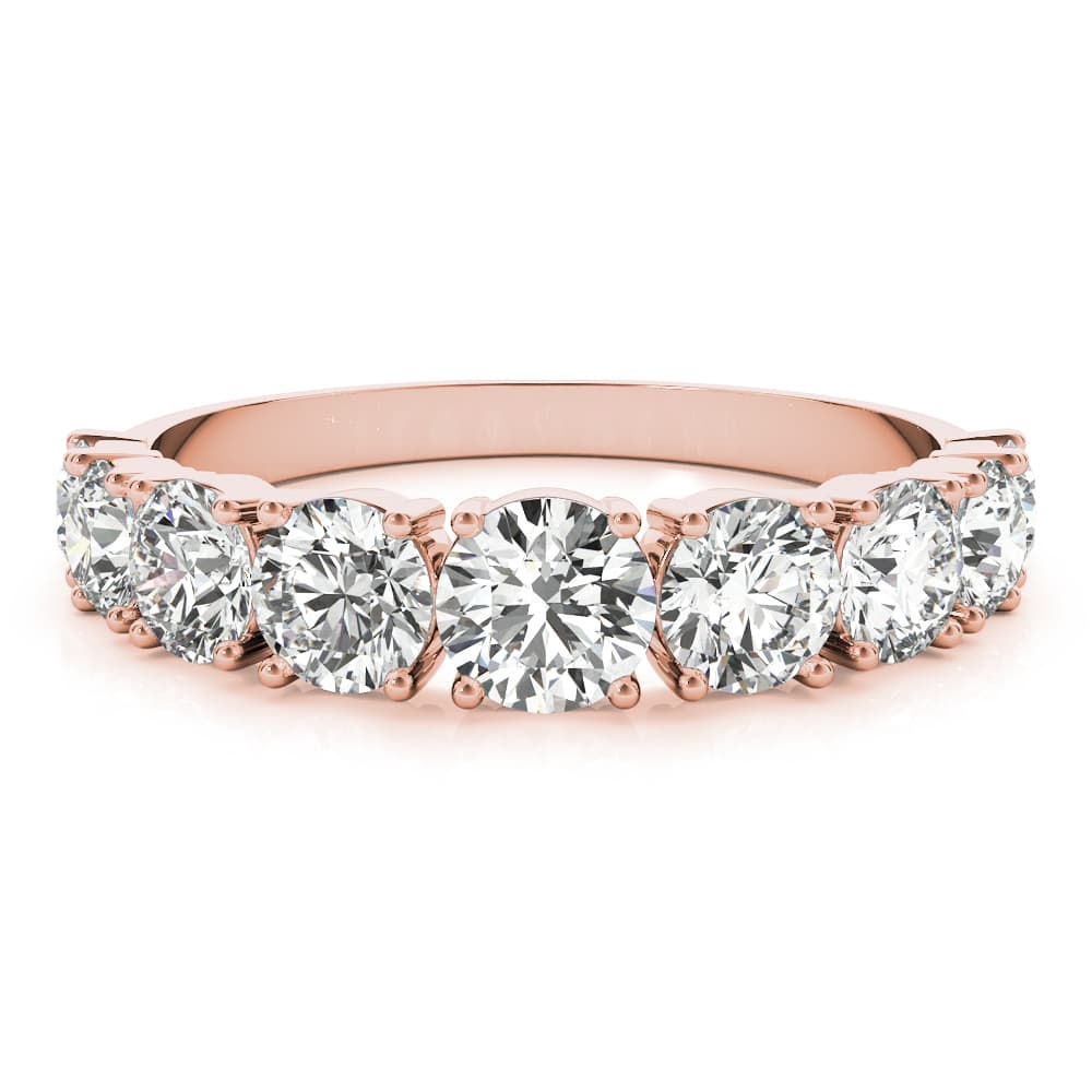 Single Prong Stackable Wedding Band (1.73 ct. tw.), On hand view in rose gold