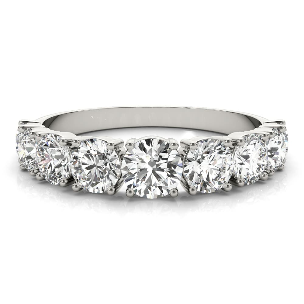 Single Prong Stackable Wedding Band (1.73 ct. tw.), On hand view in white gold or platinum