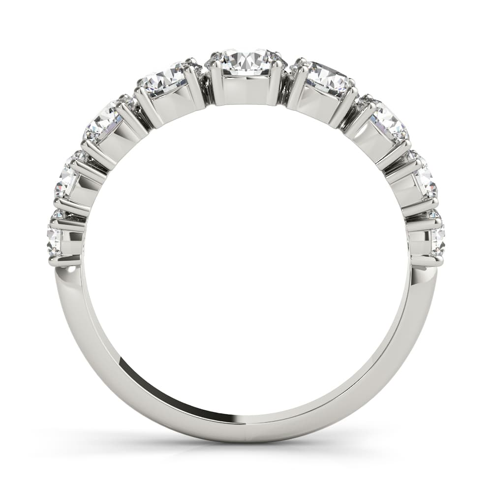Single Prong Stackable Wedding Band (1.73 ct. tw.), Side view in white gold or platinum