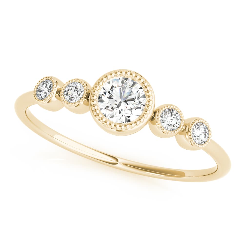 Milgrain Bezel Set Fashion Ring (0.07 ct. tw.), Front view in yellow gold