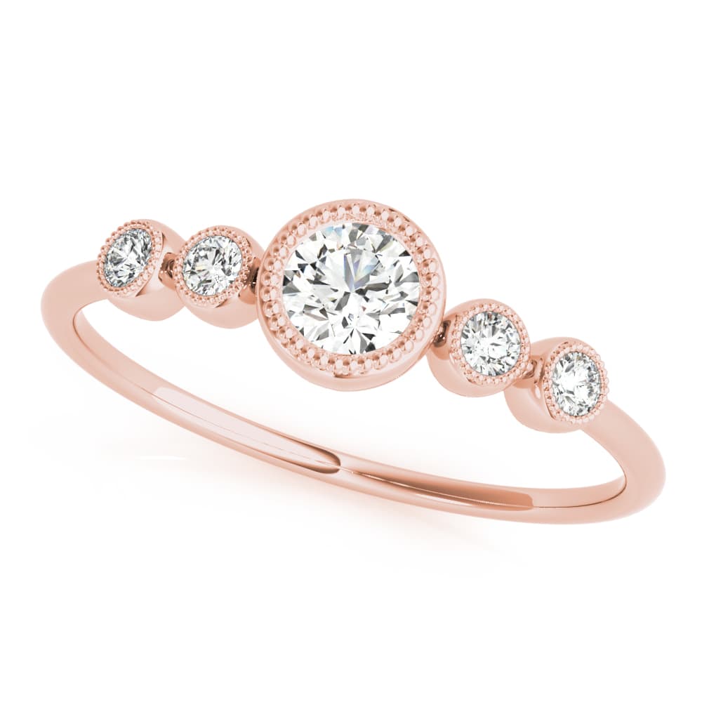 Milgrain Bezel Set Fashion Ring (0.07 ct. tw.), Front view in rose gold