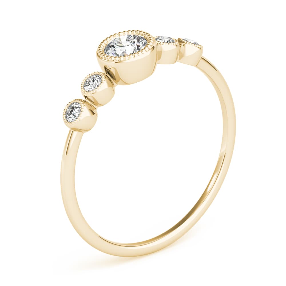 Milgrain Bezel Set Fashion Ring (0.07 ct. tw.), Angle view in yellow gold