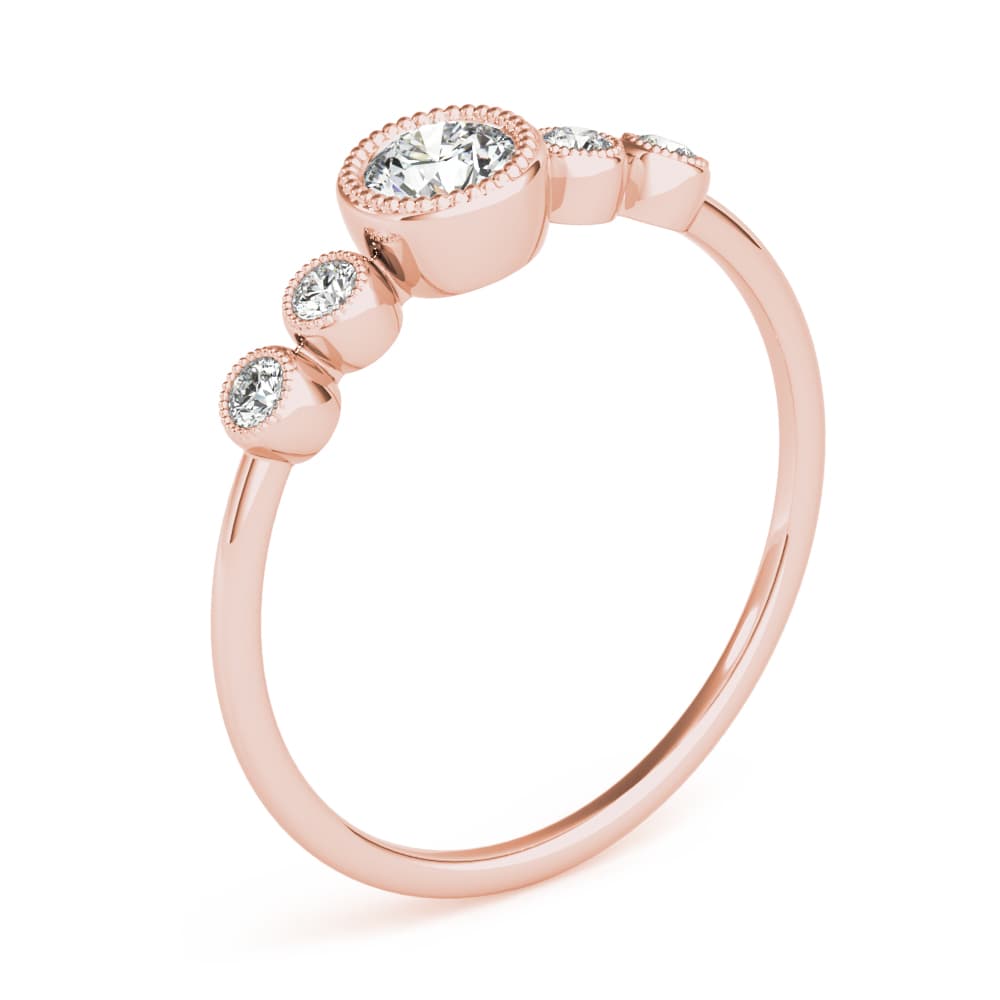 Milgrain Bezel Set Fashion Ring (0.07 ct. tw.), Angle view in rose gold