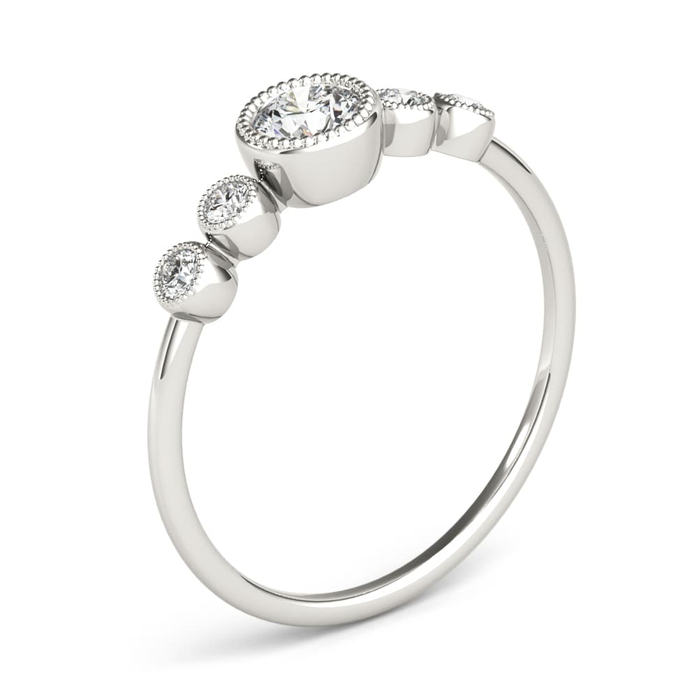 Milgrain Bezel Set Fashion Ring (0.07 ct. tw.), Angle view in white gold or platinum
