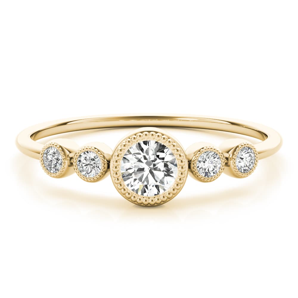 Milgrain Bezel Set Fashion Ring (0.07 ct. tw.), On hand view in yellow gold