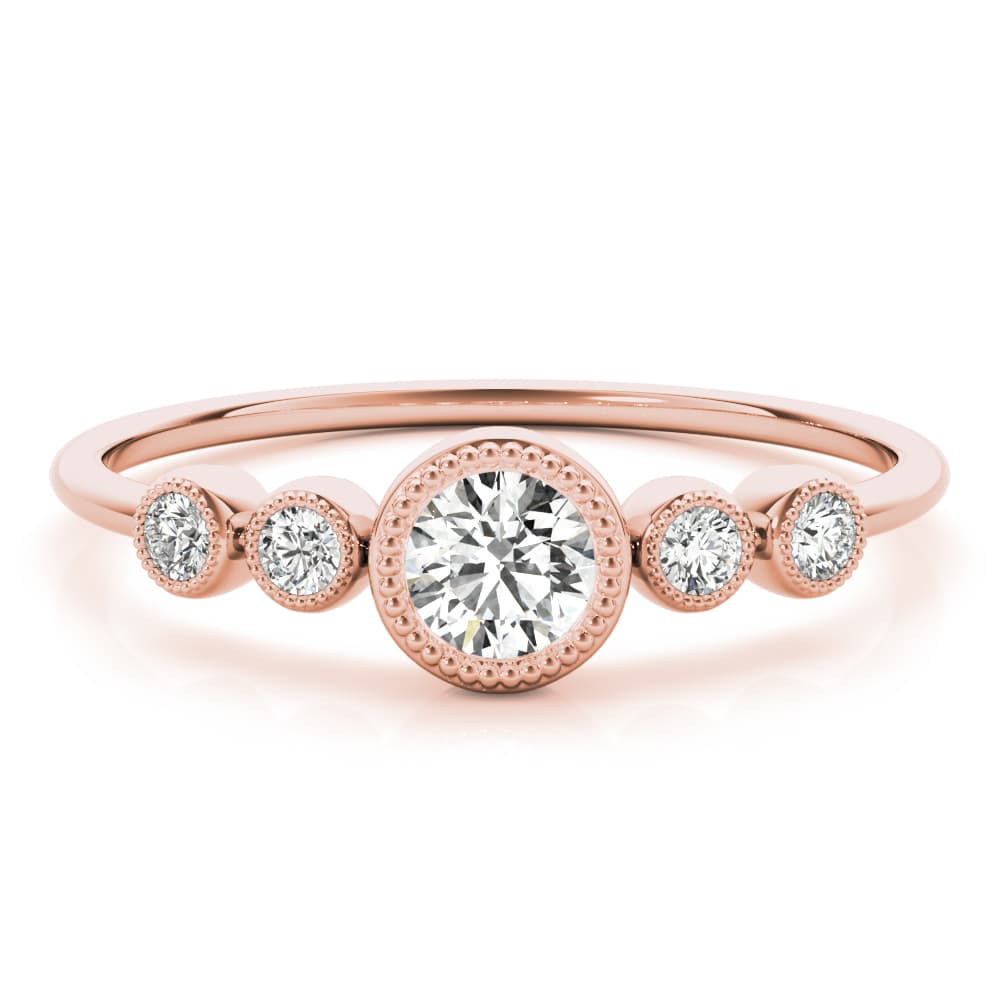 Milgrain Bezel Set Fashion Ring (0.07 ct. tw.), On hand view in rose gold