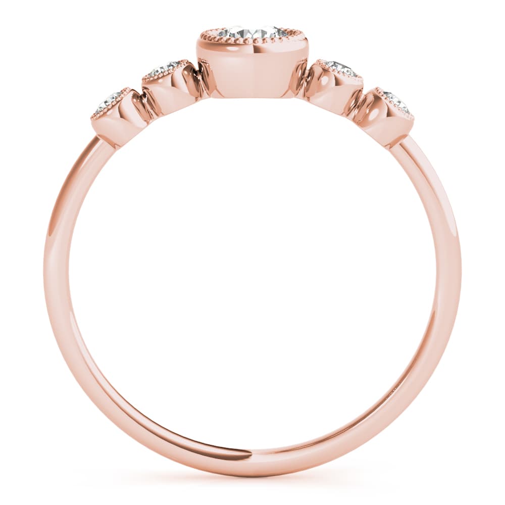 Milgrain Bezel Set Fashion Ring (0.07 ct. tw.), Side view in rose gold