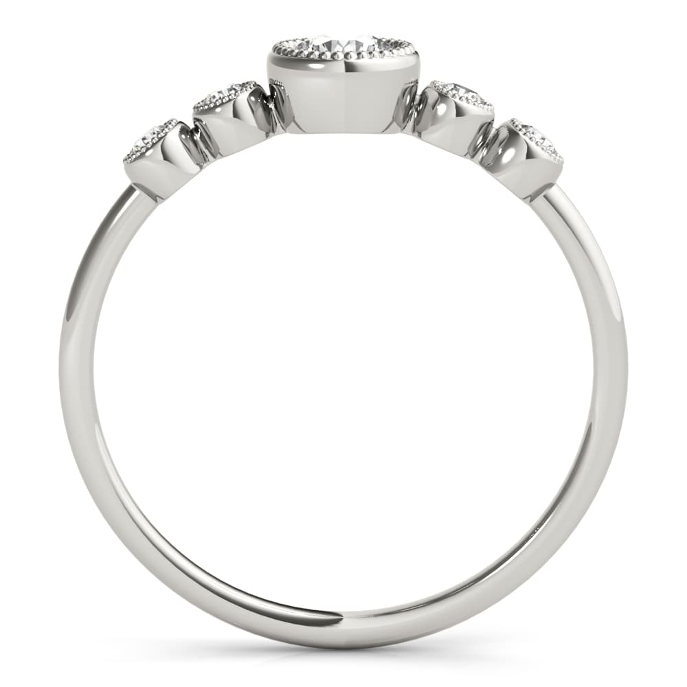Milgrain Bezel Set Fashion Ring (0.07 ct. tw.), Side view in white gold or platinum