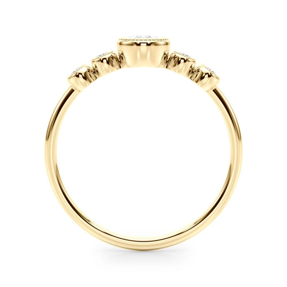 Milgrain Bezel Set Fashion Ring (0.07 ct. tw.), Top view in yellow gold